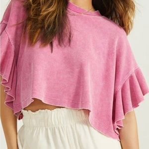Altar’d State Pink “Nessa Flutter Sleeve Top”